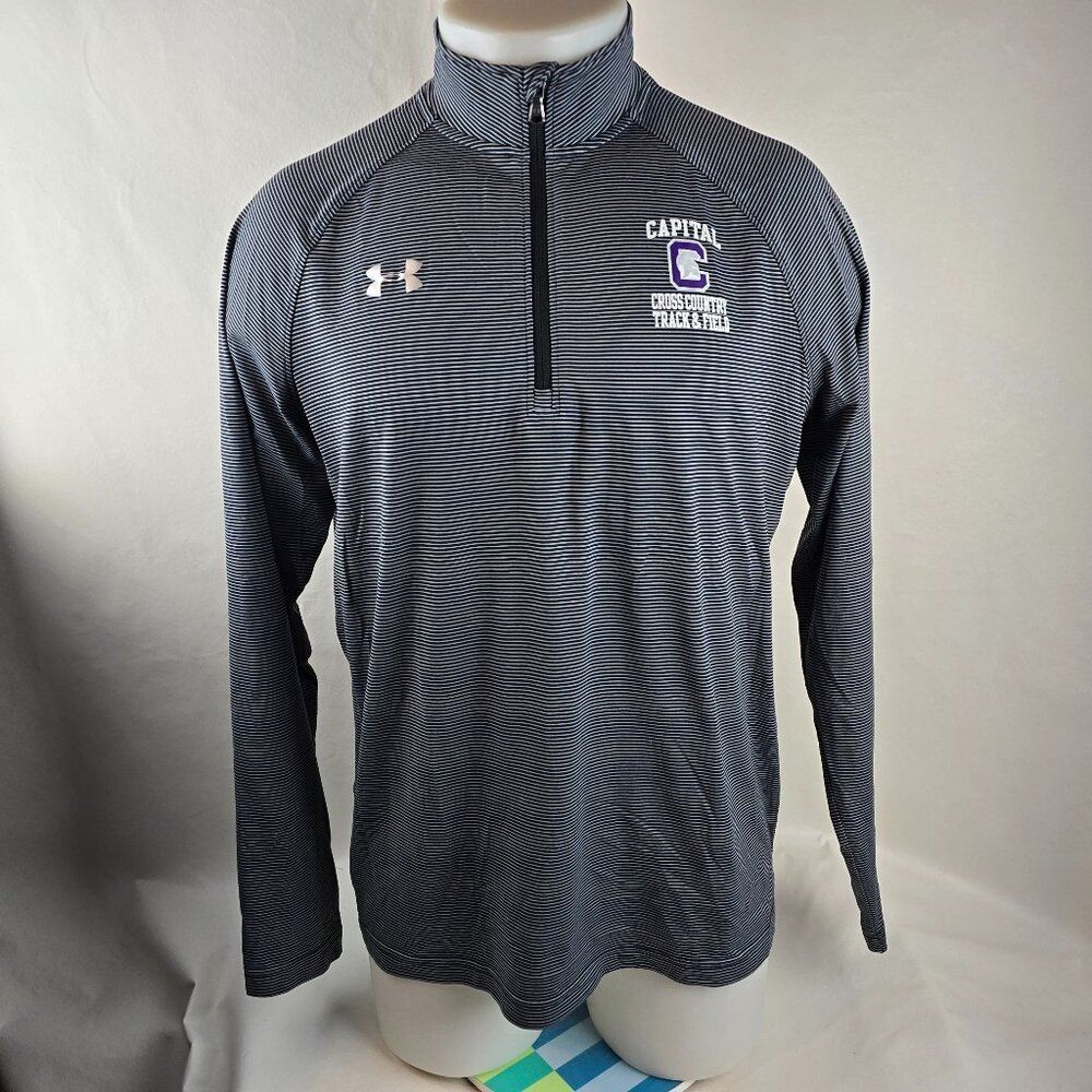 Under Armour Shirt Mens Medium Grey Capital University HeatGear Half Zip Track